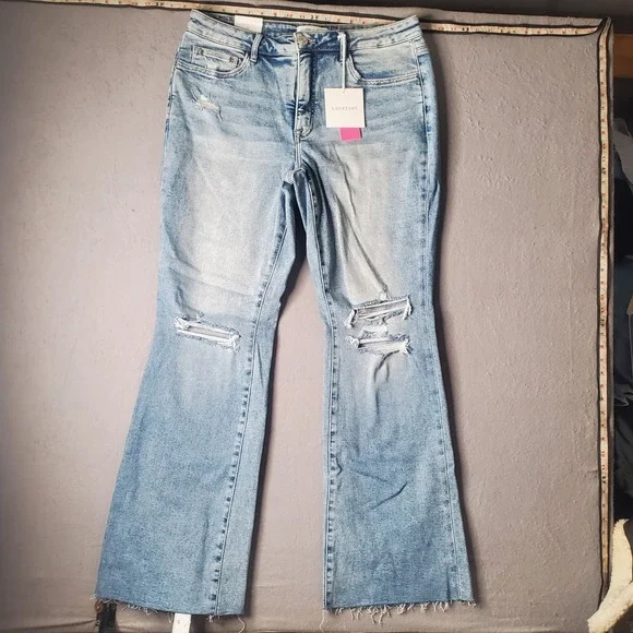 Lovervet by Vervet Flare Jeans Womens 16W High Rise Distressed Tummy Control - Picture 1 of 10